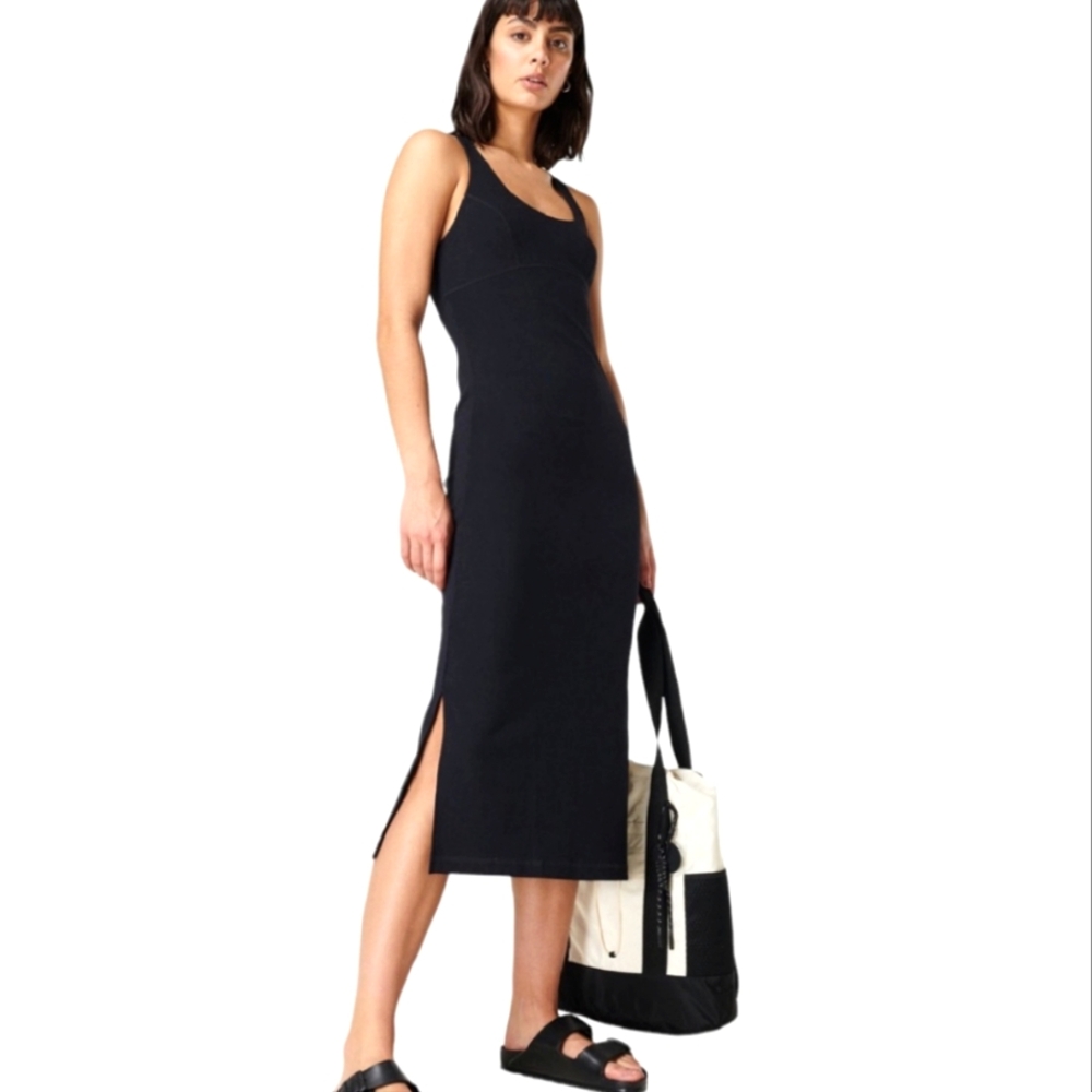 Sweaty Betty Emily Strappy Back Bodycon Ribbed Dress Women's Size Small